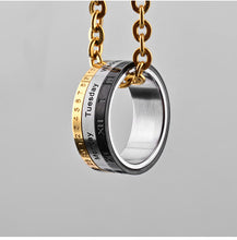 Titanium Steel Rotating Date Calendar Ring